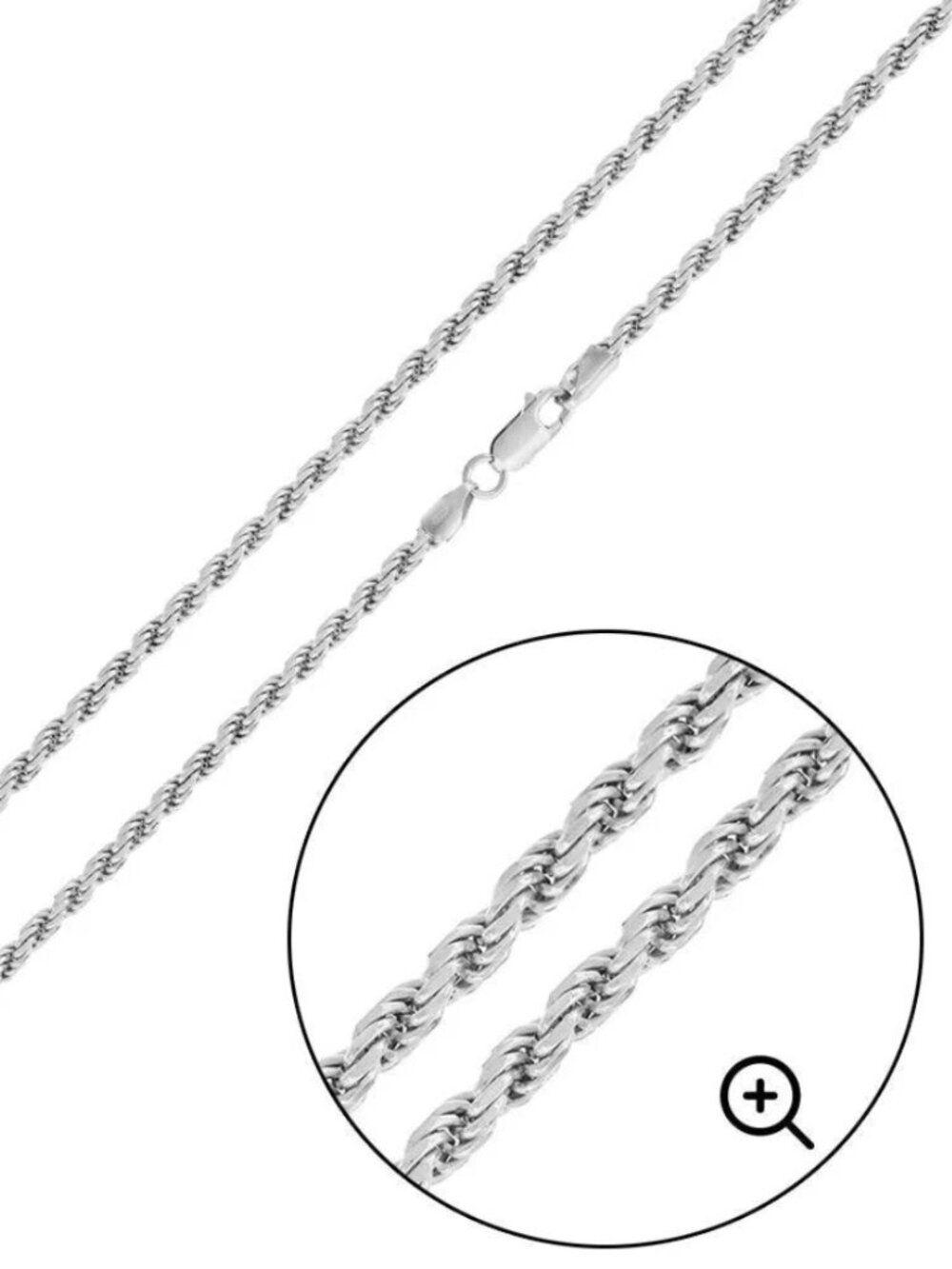 Sterling Silver 925 High Polished Diamond Cut Rope Bracelet 2mm 8 inches